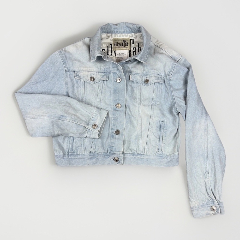 Levi's SilverTab Denim Jacket Girls XL Light Wash Button Front Trucker G288-L50